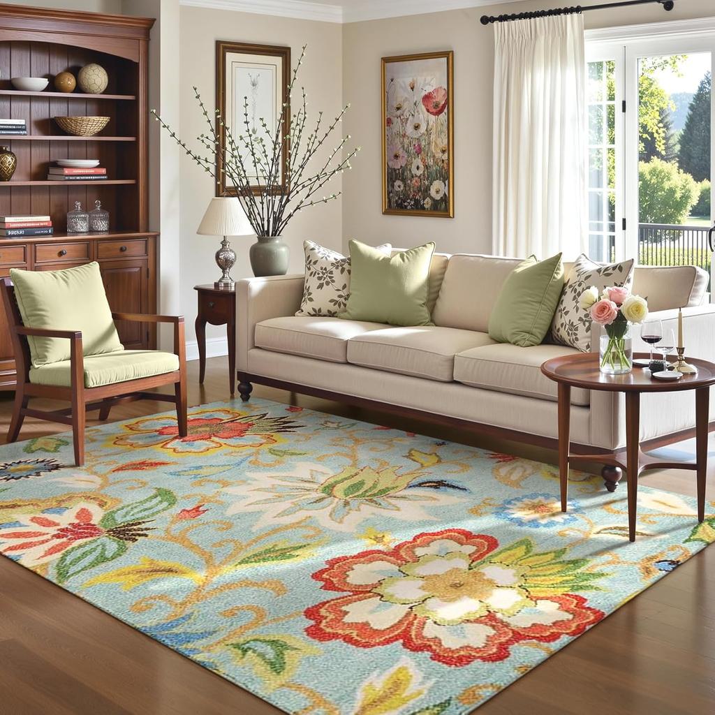 Vintage Living Room Full of Carpet Ethnic Style Floral Pattern Rug Living Room Kitchen Sofa Anti Slip Pad Home Decoration
