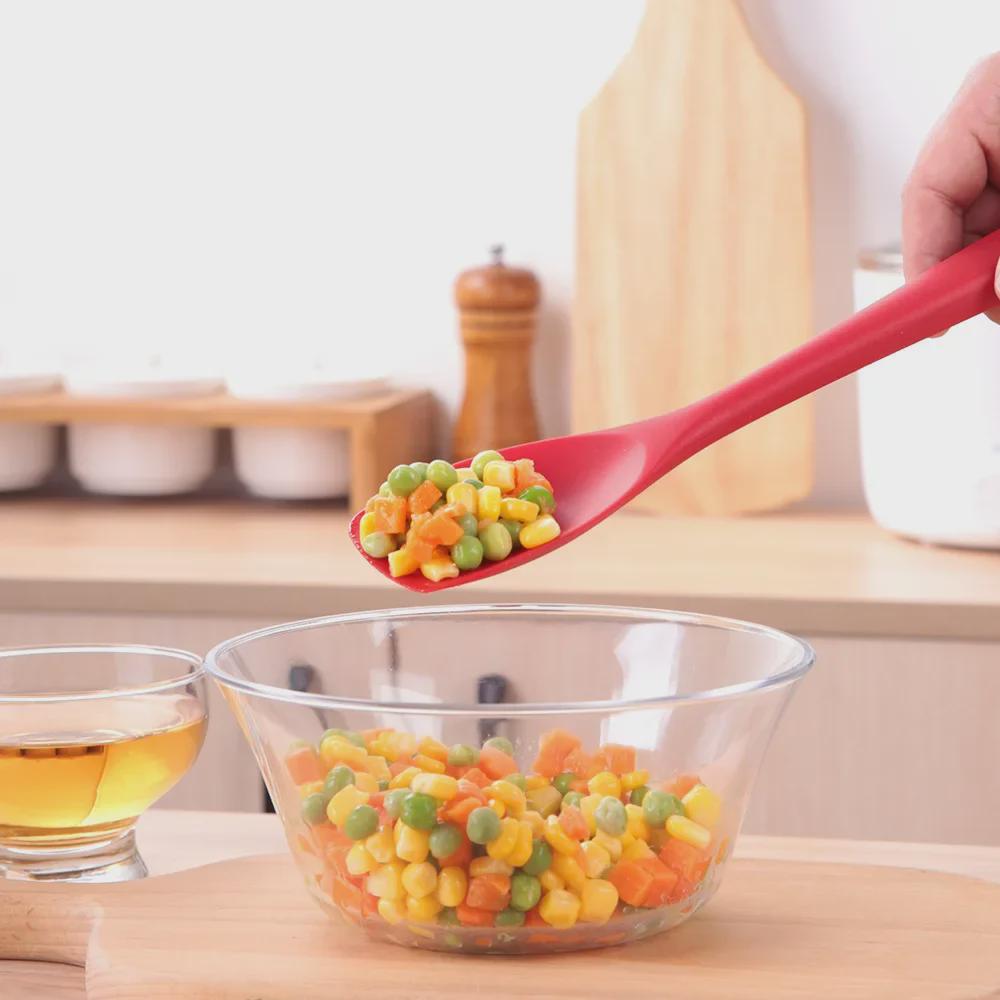 Juego de Cucharas de Cocina de Silicona Resistentes al Calor – Utensilios Antiescaldantes Aislantes para Cocina y Preparación de Ensaladas