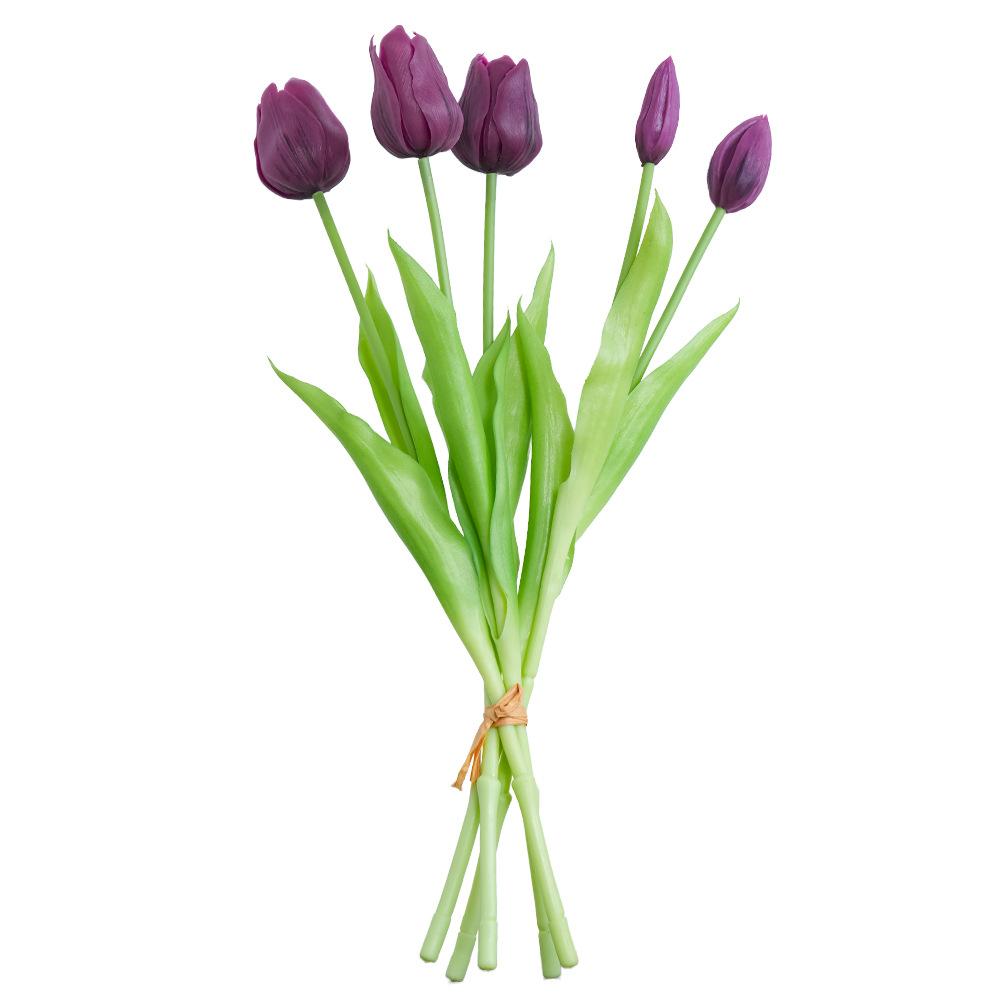 Autumn Cherry Tulip Bouquet, Soft Rubber Material, Living Room Light Luxury Indoor Dining Table High-End Simulated Flower Decoration