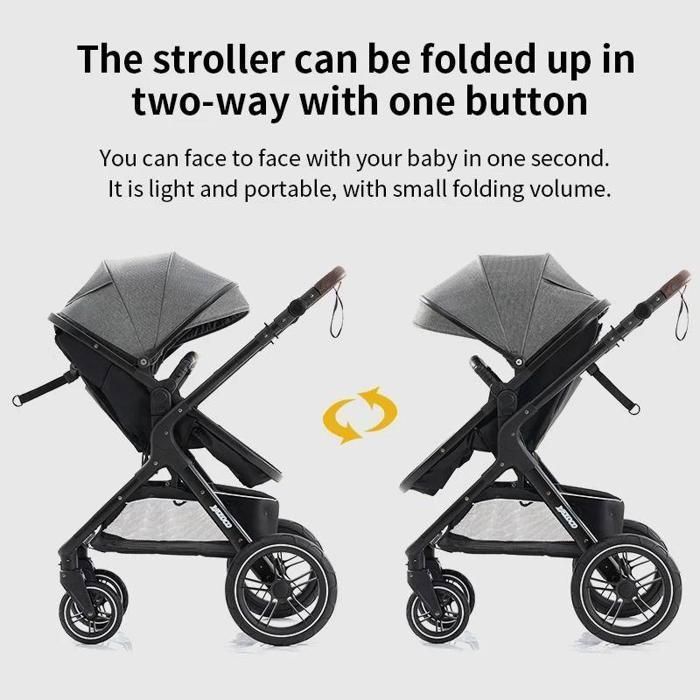 BAZARLAND30.Poussette 3 en 1 Bébé Combinée Siège-Auto Nacelle Trio Réversible Réglable Haute Qualité Roues increvables Canne.Marron