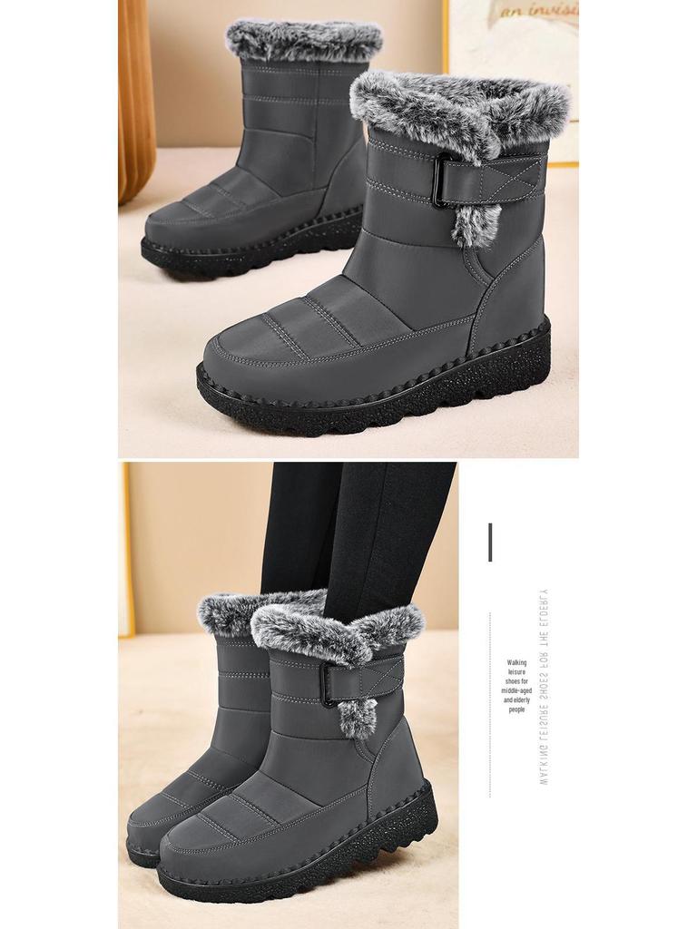 Women's High-Top Winter Snow Boots with Thick Velvet Lining for Warmth and Comfort