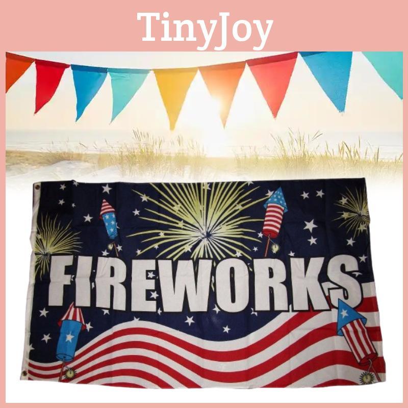 Fireworks Letter Pattern Flag Banner Fade Resistant Outdoor Gift Decoration