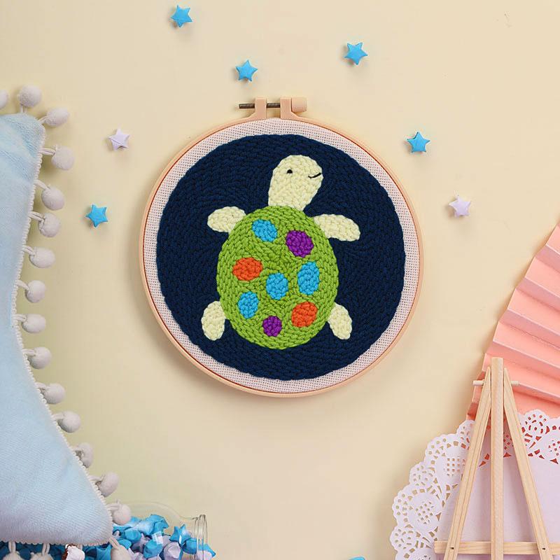 Russian DIY Punch Needle Embroidery Kit: Includes Yarn, Needle, Latch Hook, & Hoop for Knitting & Ornament Crafting