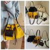 Korean Style Pu Shoulder Bag Handbag Crossbody Bag Fashionable Drawstring Bucket Bag Girls