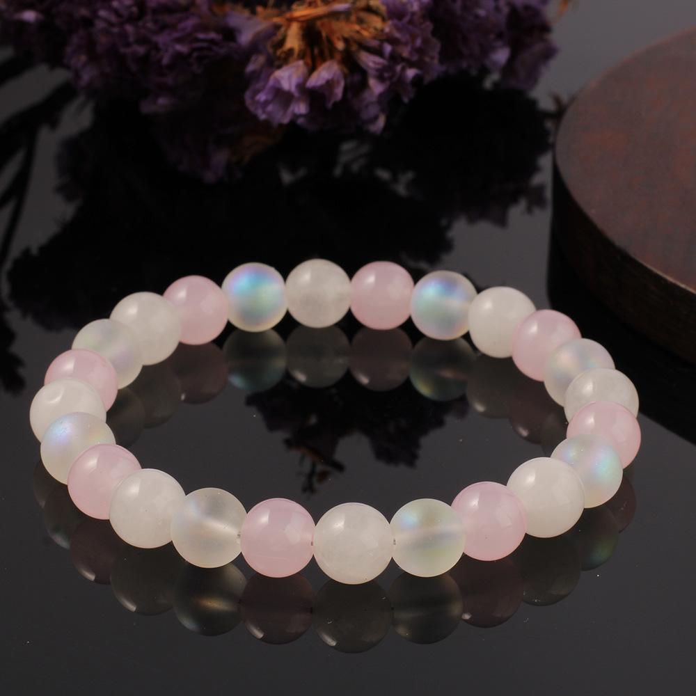 Festive Gifts Rose Quartz Labradorite Beaded Bracelet Soft Shiny Fashion Jewelry For Women Daily Wear Gift