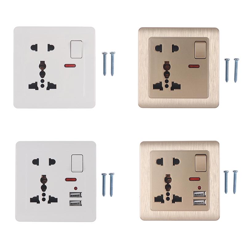 Universal Wall Socket With Led Light Switch 5 Hole Usb Wall Power Socket