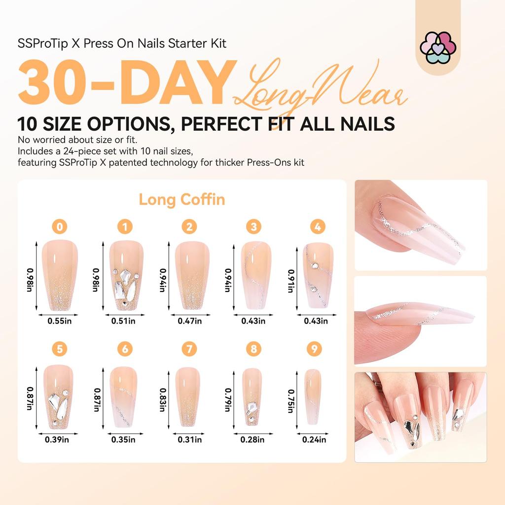 Saviland Nails Medium Fit Natural Soft Gel French Tip Nails Blinky Glitter Acrylic Nail Tips Gel Nail Kit Gel Glue Soft Tips Fake Tips False Nails UV
