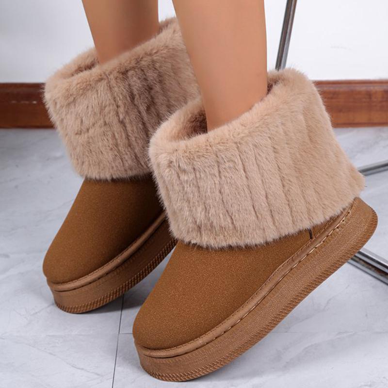 Fashion Winter Short Plush Warm Snow Boots for Women Fashion Camel Faux Fur Snow Boots Woman Non Slip Platform Booties Mujer