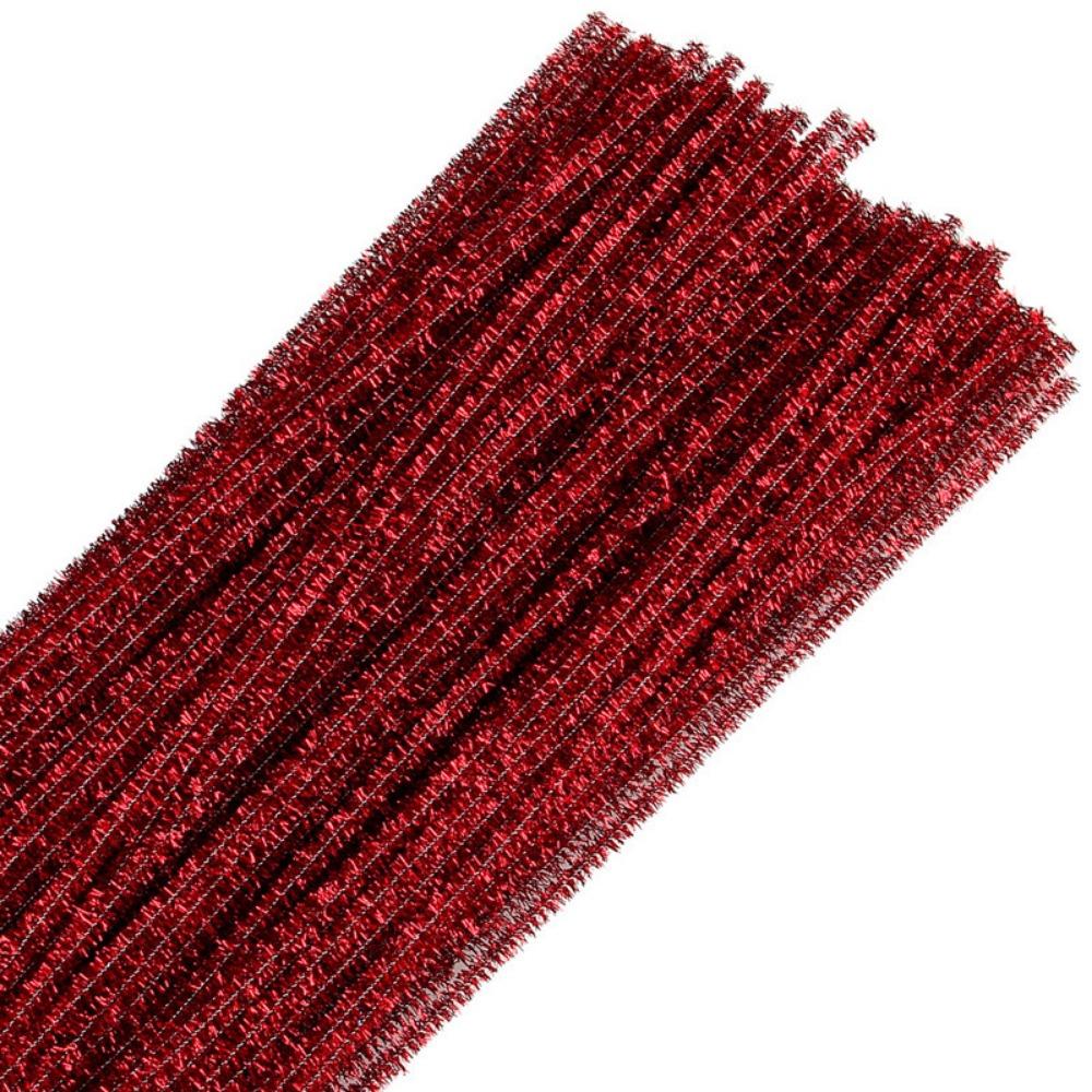 

100Pcs Glitter Sparkle Craft Pipe Cleaners Fuzzy Sticks Pipe Cleaners Bulk Home Decorations червоний