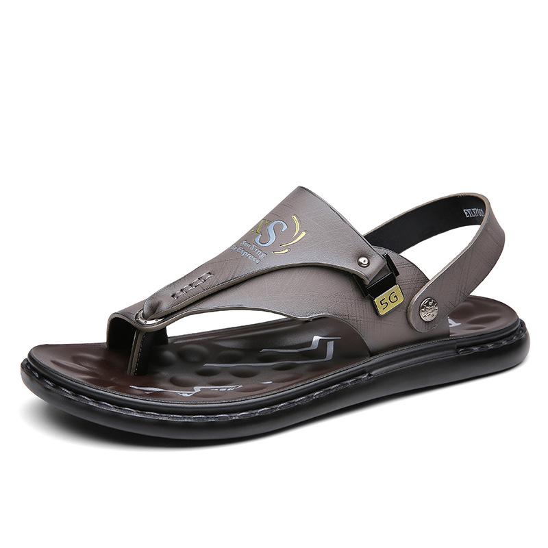 Men's Leather Thong Sandals Comfort Massage Insole Casual Flip Flops Slippers