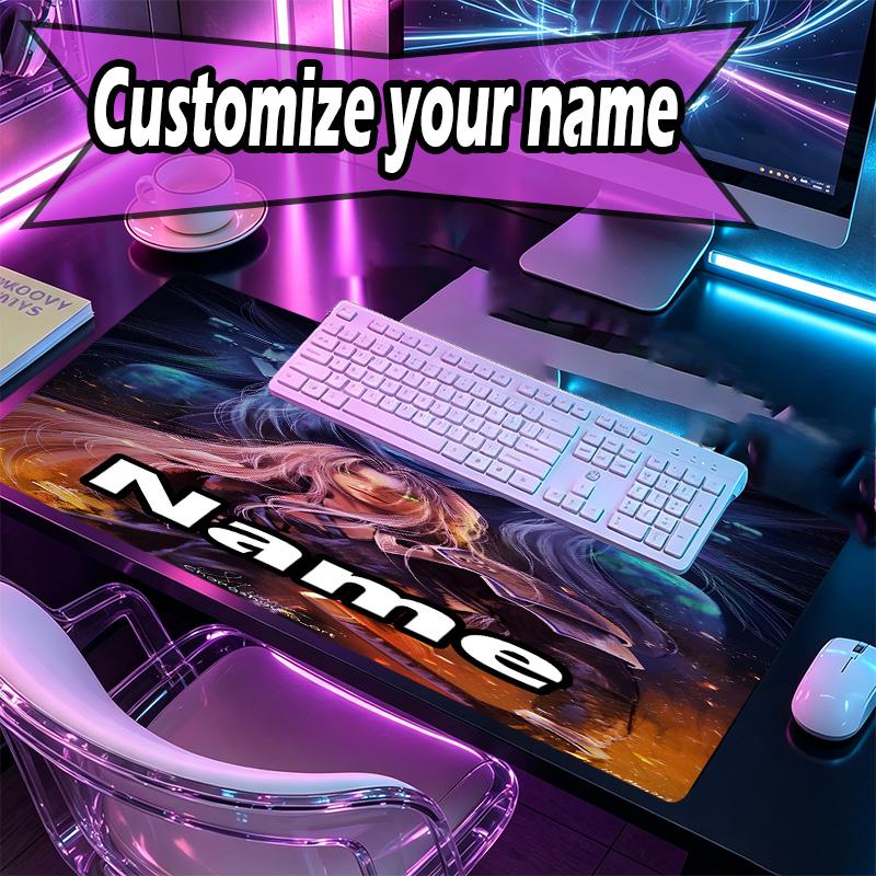 Custom Name Personalized Final Fantasy Pattern Mousepad, Laptop PC Desk Mat, Decorative Desk Mat for Home Keyboard Pad Gift