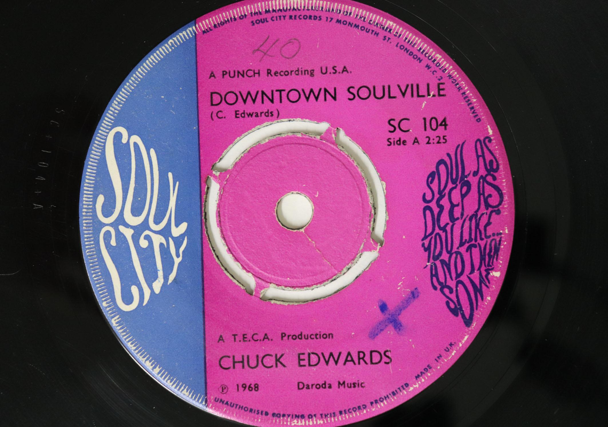 

7inch Record CHUCK EDWARDS Downtown Soulville SC104 SOUL CITY 1968 UK SoulFunk Used