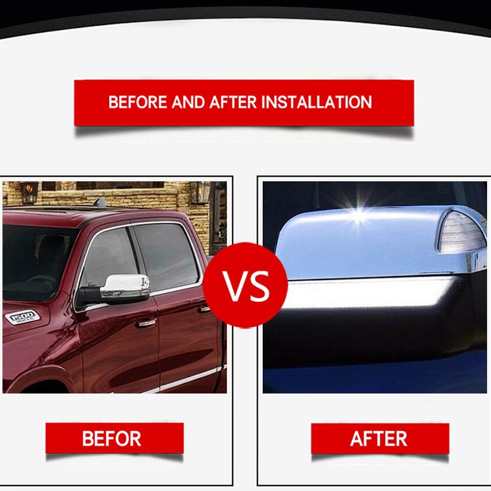 

CHIESMA,Mirror Cover Fit For 2008-2022 Dodge Ram 1500 Tradesman 2500 3500 Side View Mirror Rearview ABS Chrome 2pcs Top Half Chrome with Turning