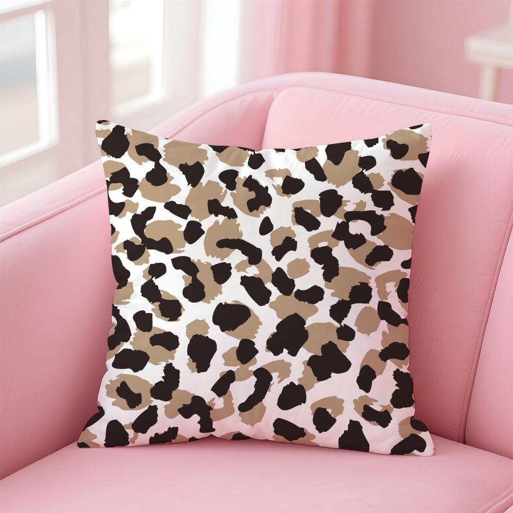 leopard print texture Cushion Cover Pillow Case Soft Friendly Fabric Concealed Zipper