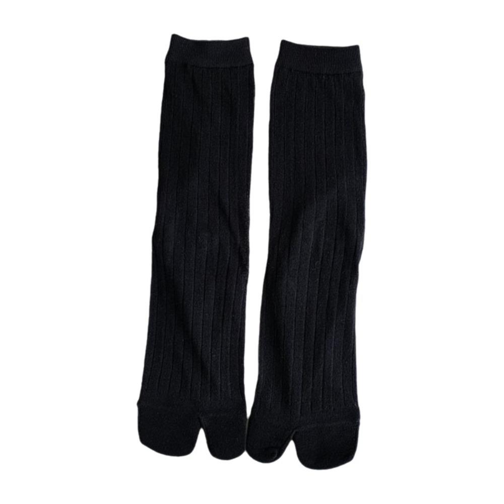 Solid Color Silk Stripe Socks Split Toe Two-Toed Socks Style Socks Women s Socks Harajuku Style чёрный