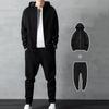 1 Sada Pánská Mikina Kalhoty Jednobarevné Žebrované Manžety Jogger Oblek Podzim Zima Volný Střih Mikina Tepláky Sportovní Oblečení Sada Streetwear