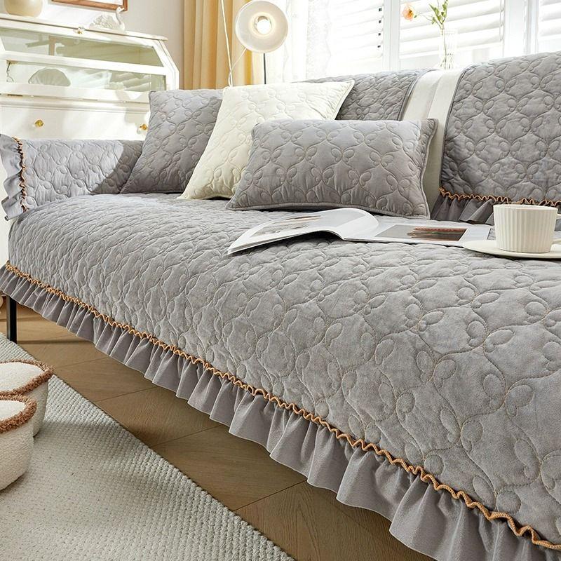 

Четырехсезонный универсальный однотонный плюшевый диван-подушка, украшение для гостиной, противоскользящее полотенце для спинки, современный минималистский чехол для дивана «все включено» 70x70cm 1pcs