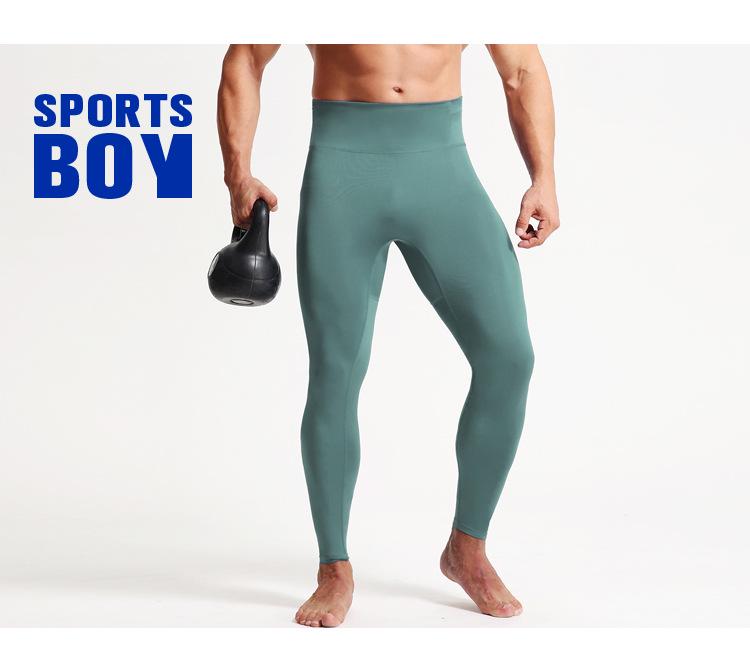 Men's High Waist Zipper Skinny Leggings for Running, Yoga, and Fitness - Warm, Elastic, Autumn/Winter Base Layer Pants