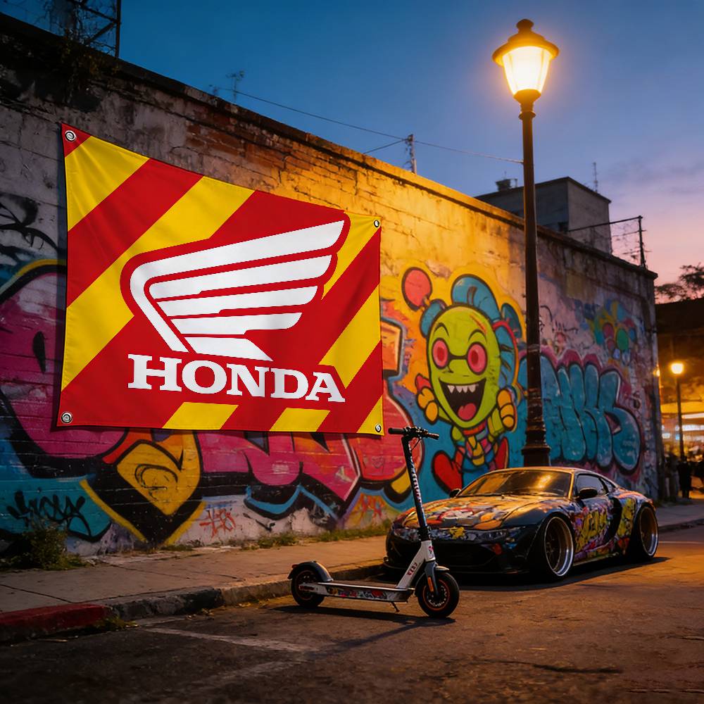 Motorcycle For HONDA Decorative Flag High Quality Polyester Fade Resistant Machine Washable Indoor Outdoor Hanging Banner