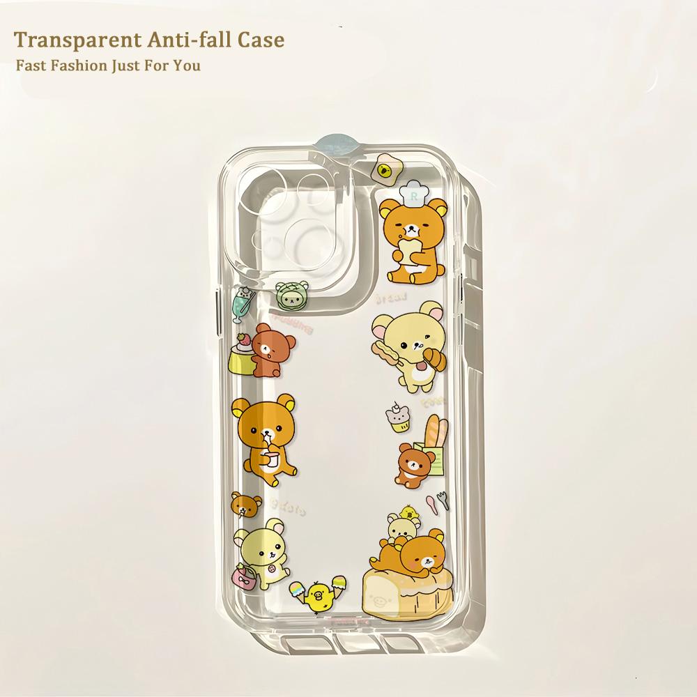 Anime Cute Rilakkumas Phone Case for IPhone 17 16 16e 15 14 13 12 11 Mini Pro Max X XR XSMax 7 8 Air Plus Transparent Back Cover