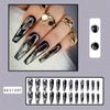 24pcs Exquisite Black Long Press On Nails with Halo Dyeing Designs Full Cover Ballerina Artificial Nails for Women -Easy To Apply and Remove with Glue