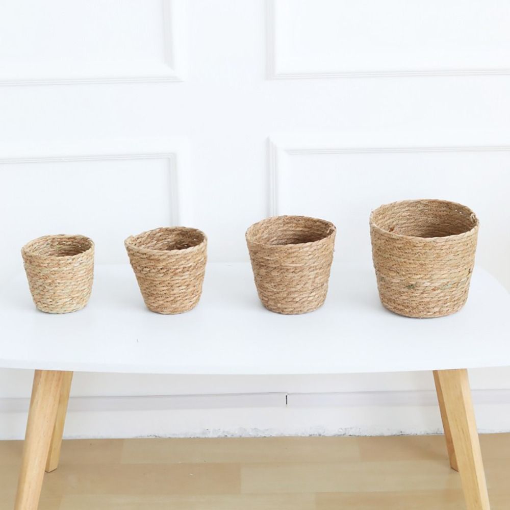 1Pcs Rattan Straw Flower Pot Basket For Garden Terraces Woven Plant Flower Basket
