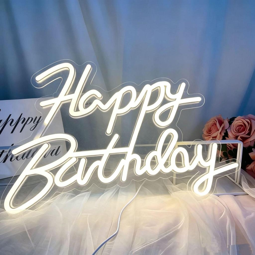 LED Neon Happy Birthday Decorative Sign - Acrylic Light for Party Atmosphere