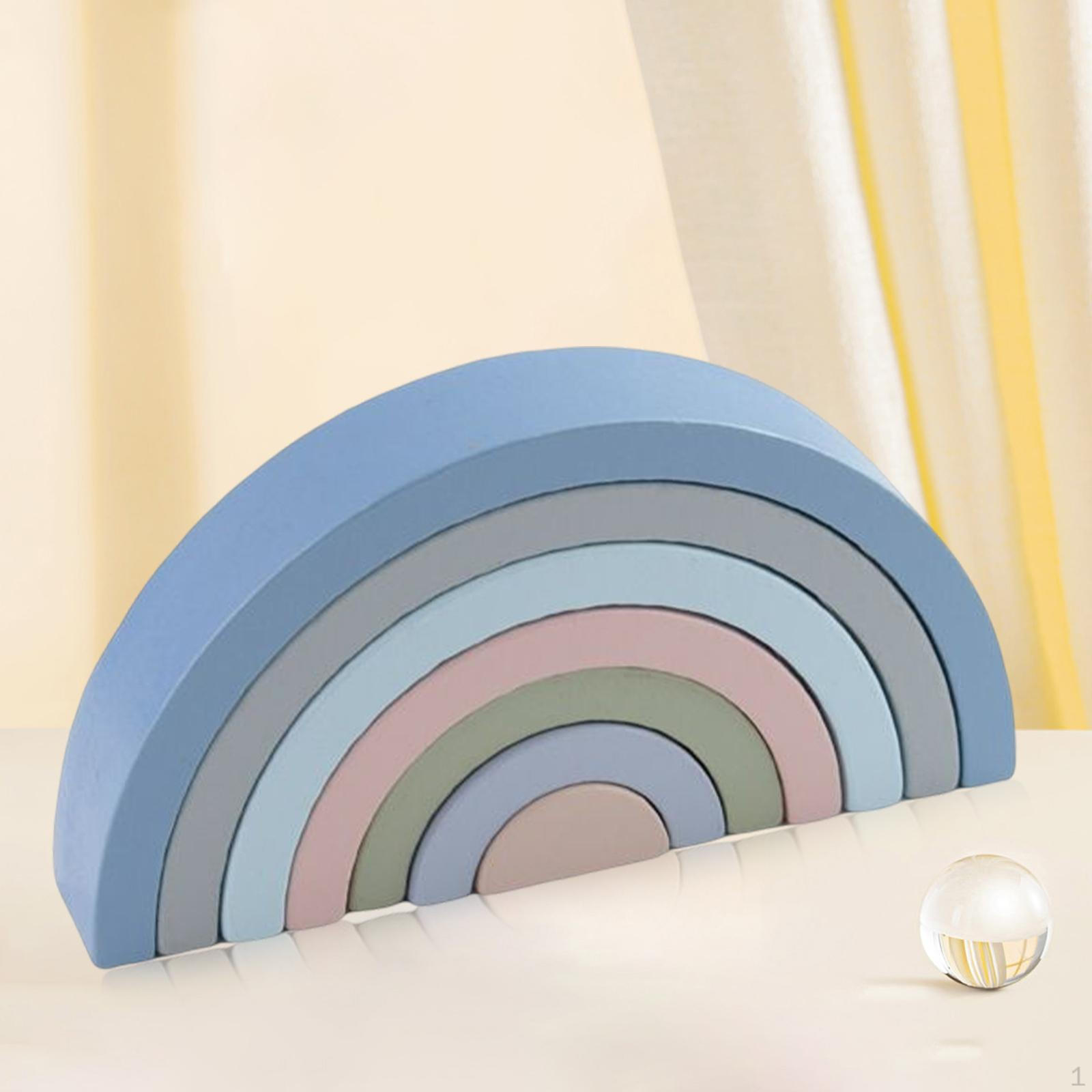 7 штук Радужная игрушка, Вкладыши-пирамидка Монтессори, Развивающие игрушки, Геометрические кубики, для