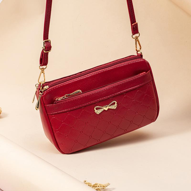 Autumn Retro Small Square Bag, Soft Leather, Elegant Single-shoulder Bag, Ins Middle-aged Mom Bag