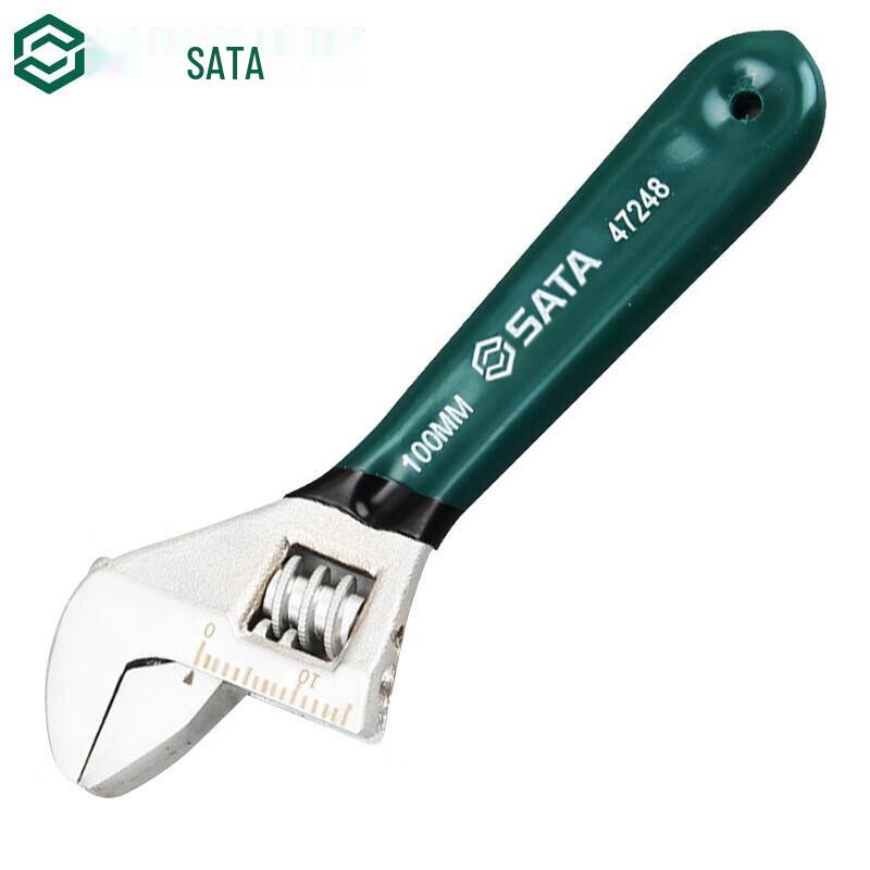SATA 47248 4-inch Plastic-Dipped Adjustable Wrench 4-inch