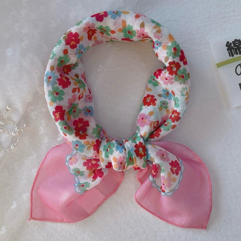 58*58Cm Women Square Neckerchief And Headscarf Female Floral Print Small Shawls Scarves Spring Summer Headband Scraves