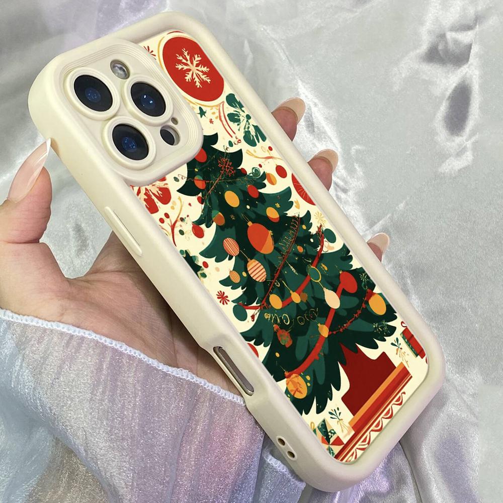 JT293 illustration vintage christmas tree gifts for iPhone 17 16 15 14 13 Pro Max Samsung S26 S25 Ultra A17 A16 A07 A56 Xiaomi 15T Redmi 15c Soft Case