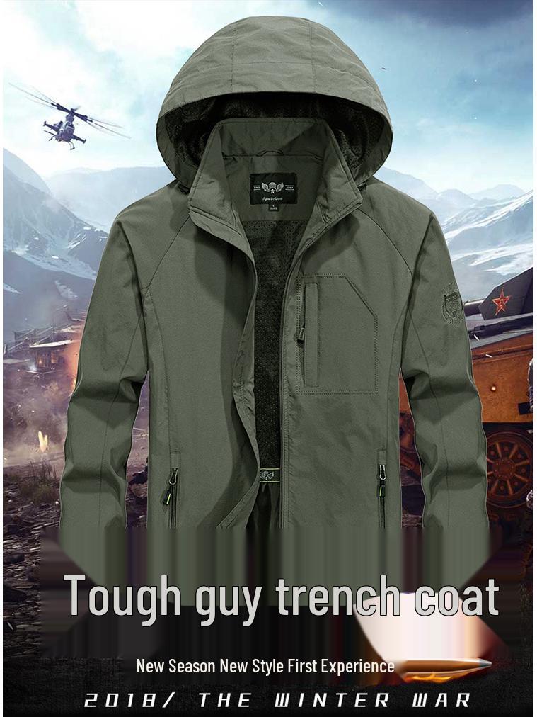 Men's Plus Size Outdoor Windbreaker Jacket - Single Layer Trench Coat for Mountaineering