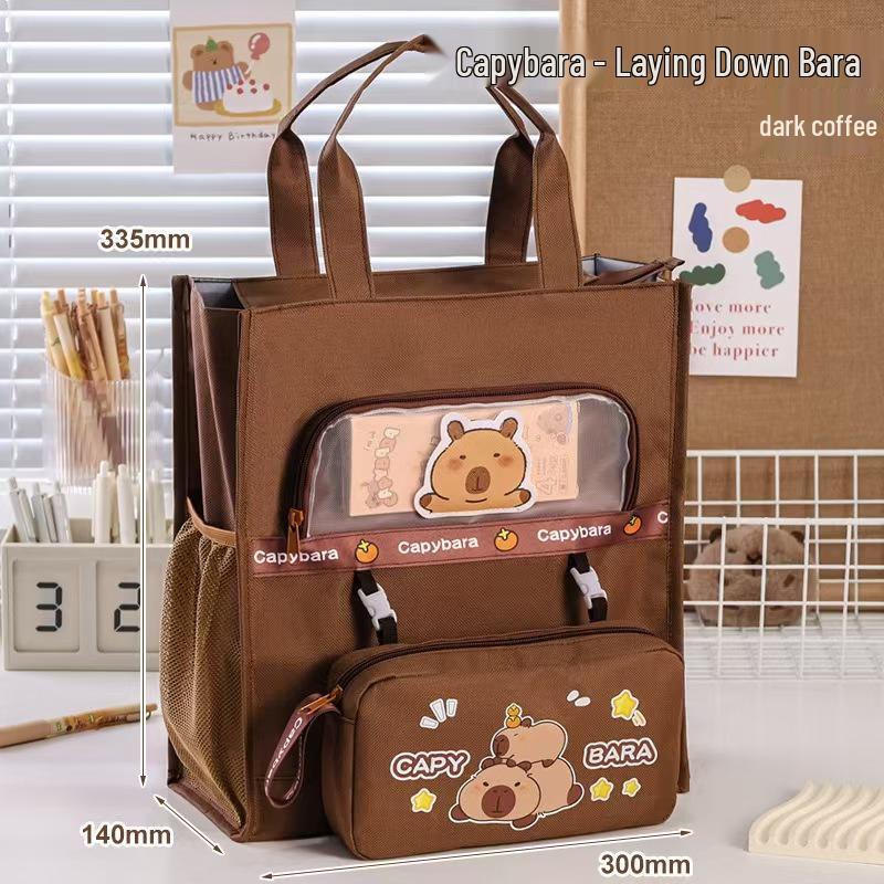 A4 Capybara Canvas-Tasche: Großes Fassungsvermögen, Tragbare Kunst- und Nachhilfetasche für Kinder