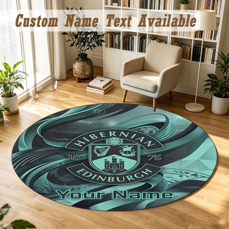 Round Rug Custom NameHibernian FC Pattern Non Slip Carpet Home Floor Decor