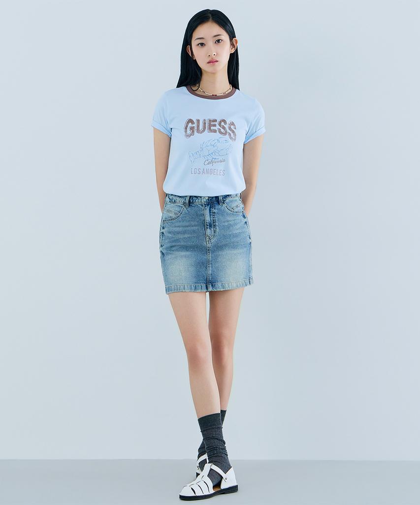 GUESS 1Color Lbl Denim Mini Skirt Oq2D5910