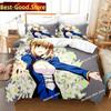 Conjunto de Roupa de Cama Anime FateStay Night Saber Impresso em 3D Tamanho Solteiro Twin Full Queen King Conjuntos de Capa de Edredom para Quarto de Adulto Criança