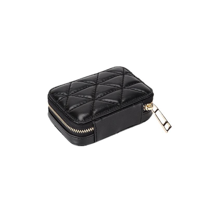 Ladies Genuine Leather Lipstick & Cosmetic Bag with Mirror, First Layer Cowhide, Small Zippered Storage, Versatile and Portable