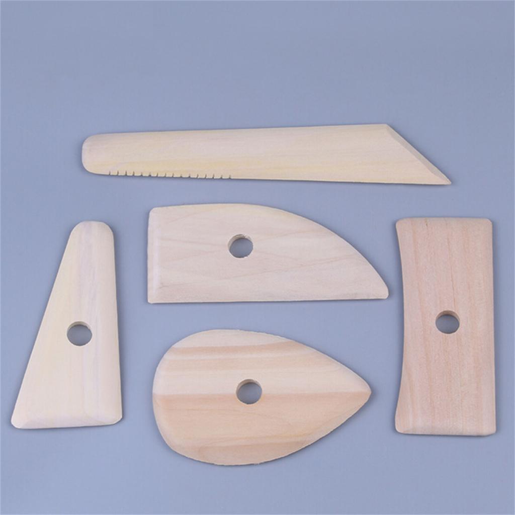 5Pcs/Set Wooden Scrapers Clay Pottery Tools Clay Knife Profile Rib Bundle Foot- Shaper Sculpture Ceramics Molding Tool