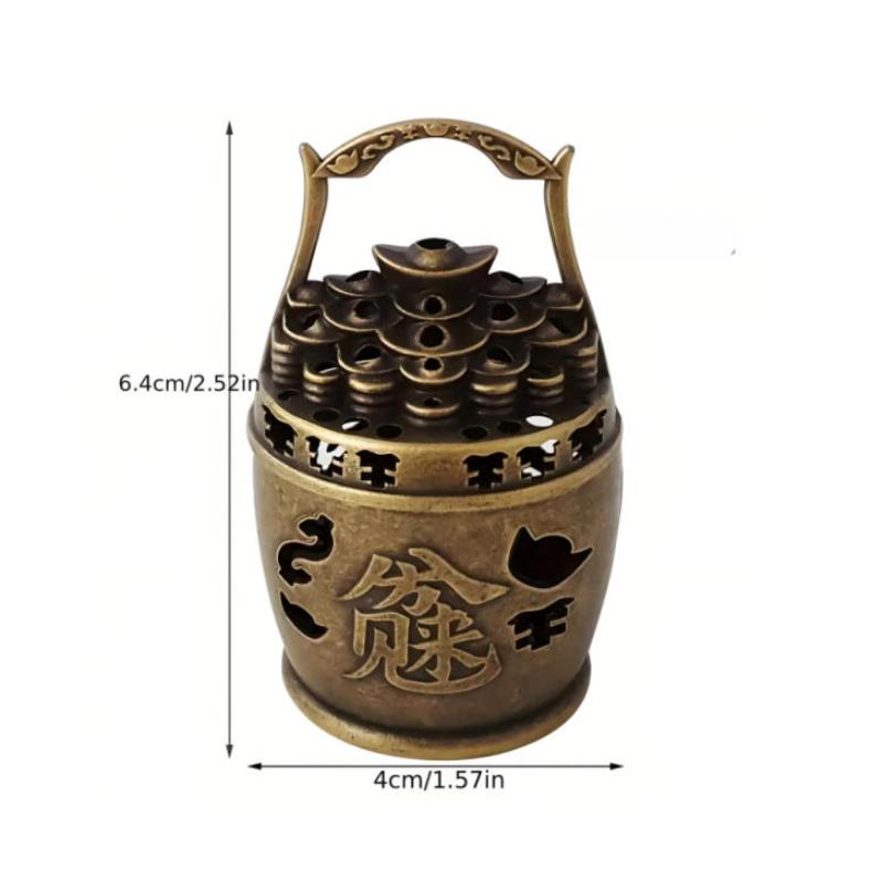 Lucky Wealth Cat Incense Burner Golden Feng Shui Good Luck Home/Office Decor With Prosperity Symbols Meditation Accessory