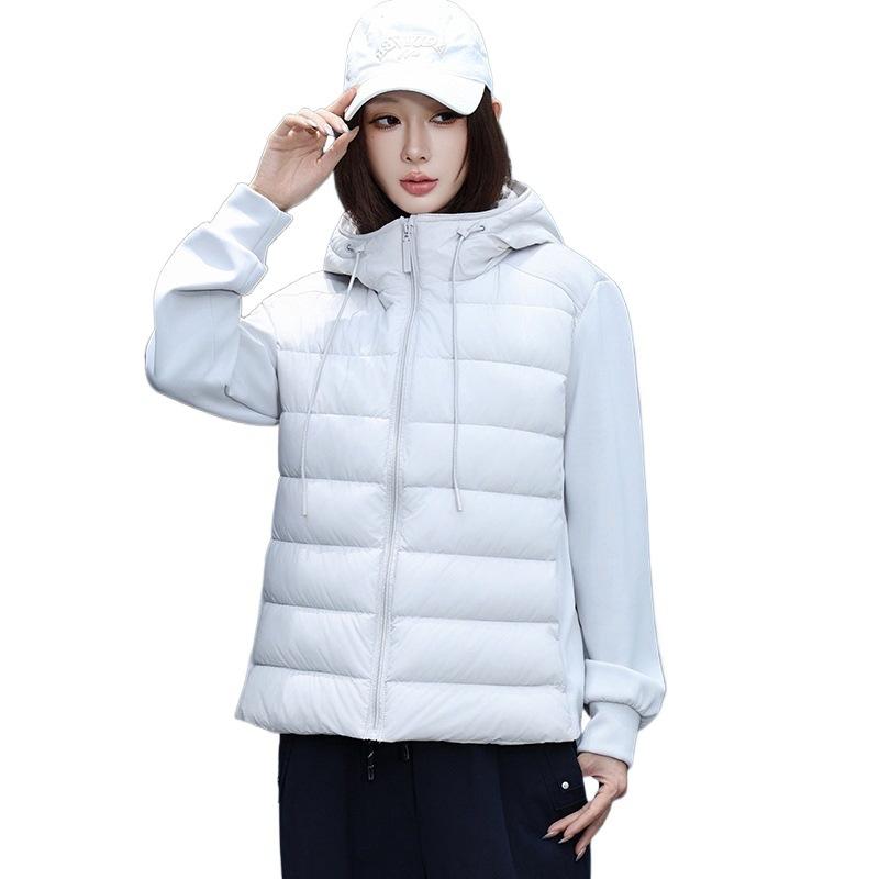 Damen Kurze Mittellange Daunenjacke Winter Warm Stehkragen Einfarbig Lässig Oberbekleidung Mantel