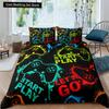 Gamer Bedding Sets for Boy,Gamepad Controller Duvet Cover Set King Size,Video Games Comforter Cover Teens Polyester Quilt Cover