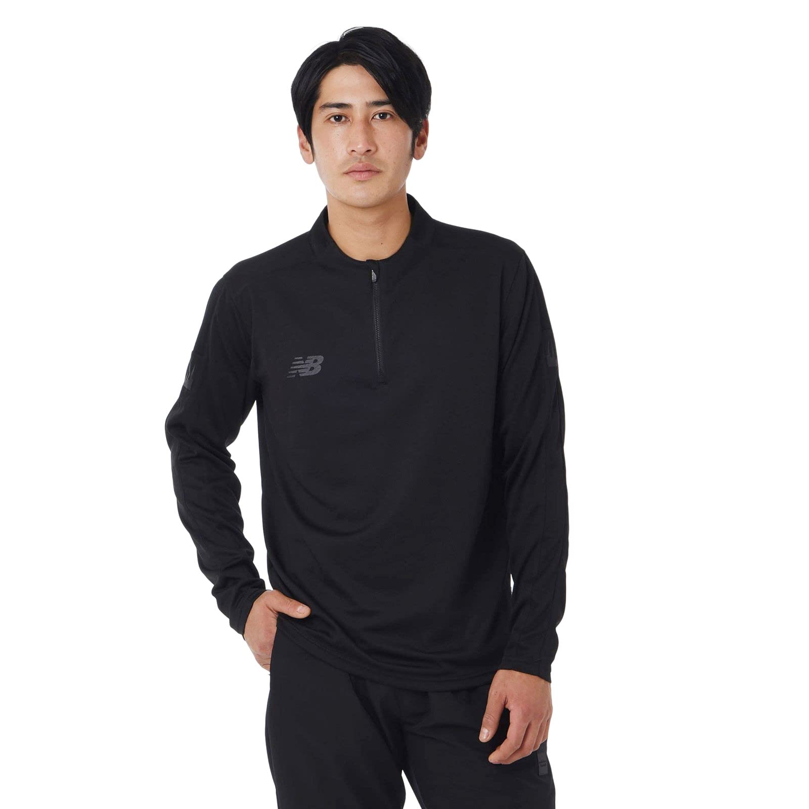

New Balance Soccer Long Sleeve Half Zip Size L Men s Warm-Up Top, (AMT35206), Black,