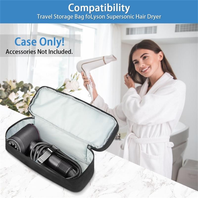 Double-layer Hair Dryer Carrying Case Portable Travel Storage Bag Universal Zipper Organizer Bag for Hair Curler Tools