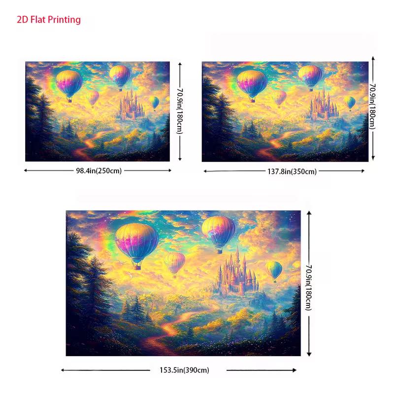 Watercolor Fantasy Hot Air Balloon Castle Backdrop Dreamy Sky Photography Background