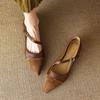 Fashion Vintage Brown Pointed Toe Mary Jane Shoes Women's 2025 New Spring Flat Heel Shoes