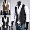 Single Breasted V-Neck Suit Vest Excellent Craftsmanship Fake Two Piece Men Business Waistcoat Workwear