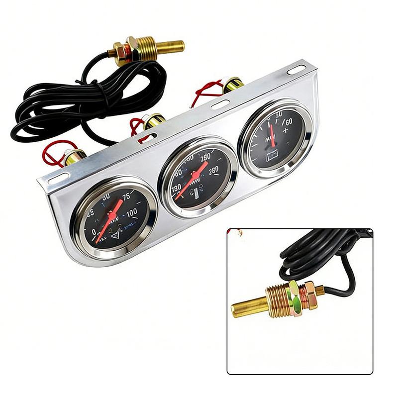Triple Gauge Cluster For Saloon Cars Lorries Construction Machinery Motorcycles Three-in-one Instrument Cluster Accessories