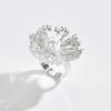 Hollow flower ring European and American niche design sense irregular spiral imitation pearl open ring jewelry women