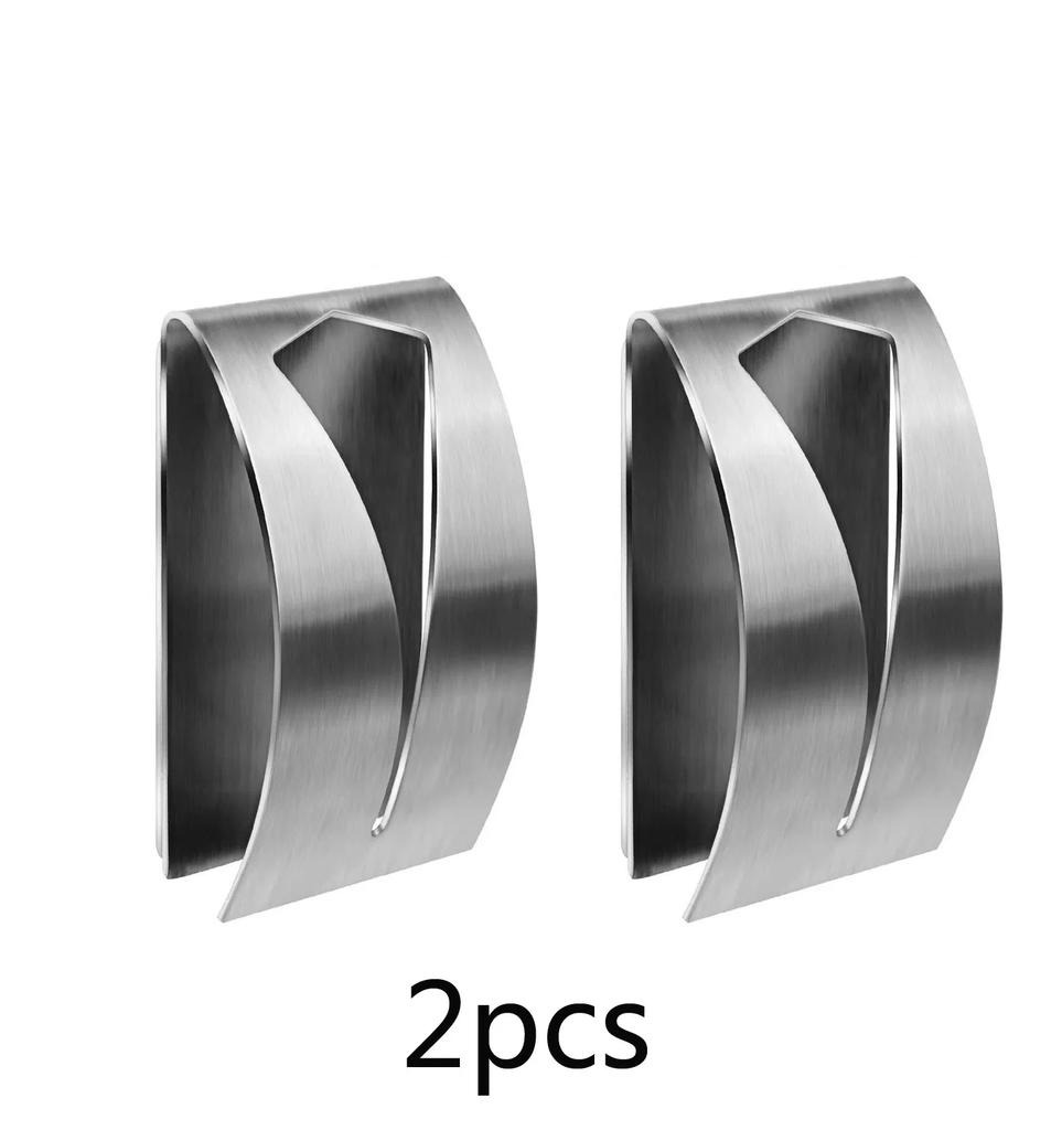 1/2pcs Self Adhesive Stainless Steel Towel Hook Holder Grabber Bathroom Kitchen Dish Towel Hook Wall Mount Non-Drilling